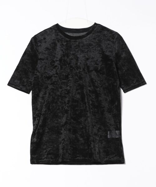 STYLEBLOCK（スタイルブロック）の「シアーベロアハーフスリーブTシャツ（Tシャツ/カットソー・レディース・ブラック/グレー/ホワイト系その他/ブラウン・M）」の2枚目の写真