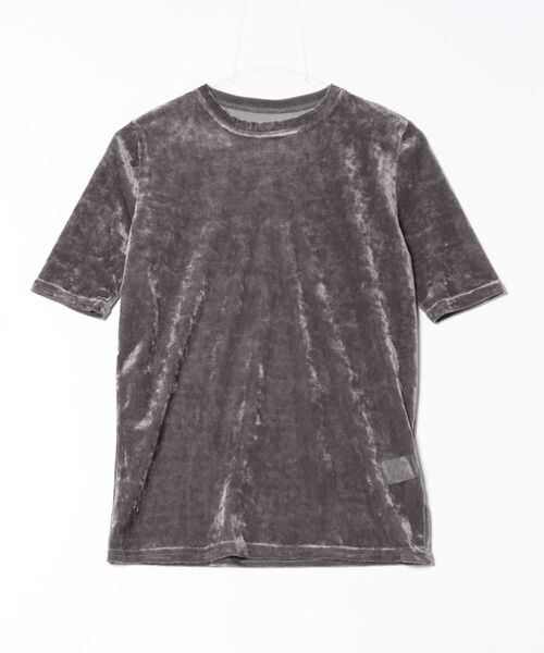 STYLEBLOCK（スタイルブロック）の「シアーベロアハーフスリーブTシャツ（Tシャツ/カットソー・レディース・ブラック/グレー/ホワイト系その他/ブラウン・M）」の6枚目の写真