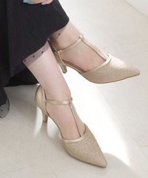 パンプス（ゴールド/金色系・ポインテッドトゥ）ファッション通販