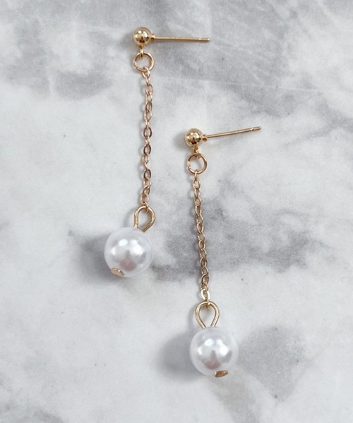 yu-ka（ユーカ）の「YU-KA:ドロップパールピアス drop Pearl pierce（ピアス（両耳用）・レディース・ゴールド・FREE）」の4枚目の写真