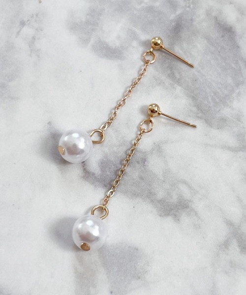 yu-ka（ユーカ）の「YU-KA:ドロップパールピアス drop Pearl pierce（ピアス（両耳用）・レディース・ゴールド・FREE）」の5枚目の写真