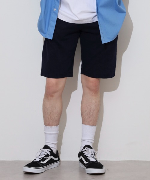 FUNALIVE(ファンアライブ)の「サッカー生地 無地 ハーフパンツ(チノパンツ・メンズ・ネイビー/ベージュ/ブラック/チャコールグレー/カーキ・LL/L/M)」の5枚目の写真