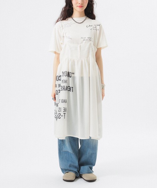 BEAMS BOY（ビームスボーイ）の「プリント メッシュ ワンピース（ワンピース・レディース・ネイビー/オフホワイト・ONE SIZE）」の6枚目の写真