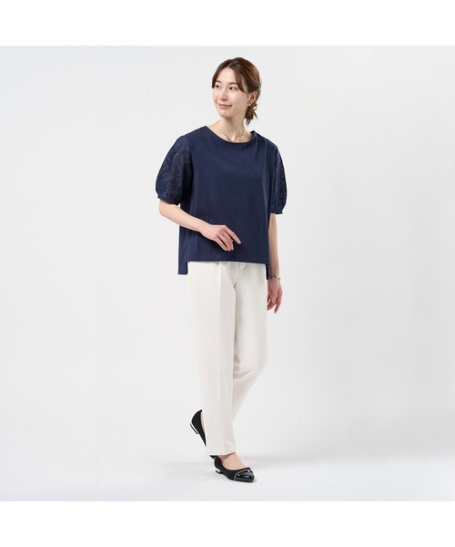 TOKYO SHIRTS(トウキョウシャツ)の「袖刺繍 半袖ブラウス(シャツ/ブラウス・レディース・ブラック/ネイビー/ベージュ・M/LL/L)」の16枚目の写真