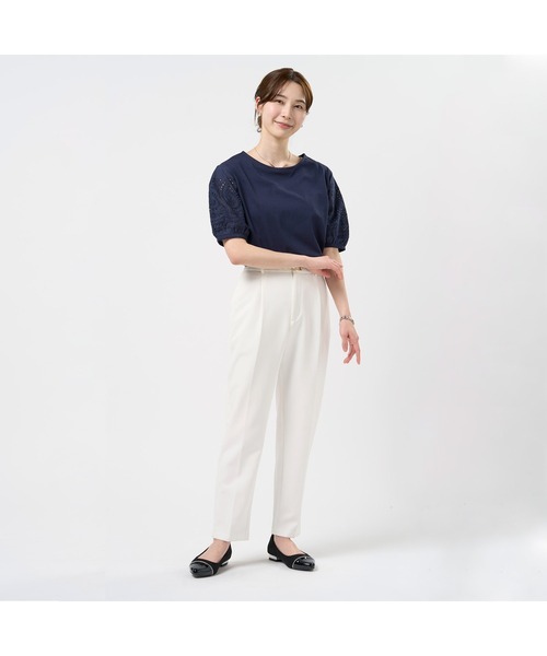 TOKYO SHIRTS(トウキョウシャツ)の「袖刺繍 半袖ブラウス(シャツ/ブラウス・レディース・ブラック/ネイビー/ベージュ・M/LL/L)」の17枚目の写真