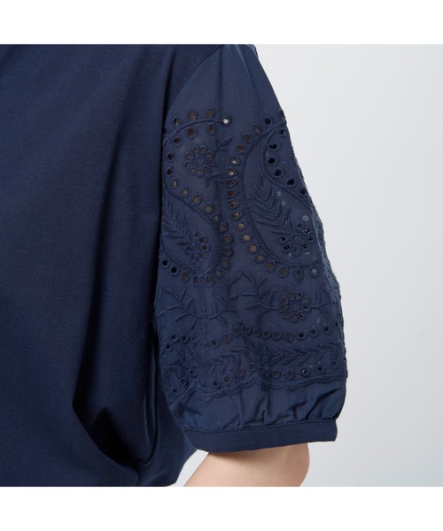 TOKYO SHIRTS(トウキョウシャツ)の「袖刺繍 半袖ブラウス(シャツ/ブラウス・レディース・ブラック/ネイビー/ベージュ・M/LL/L)」の18枚目の写真