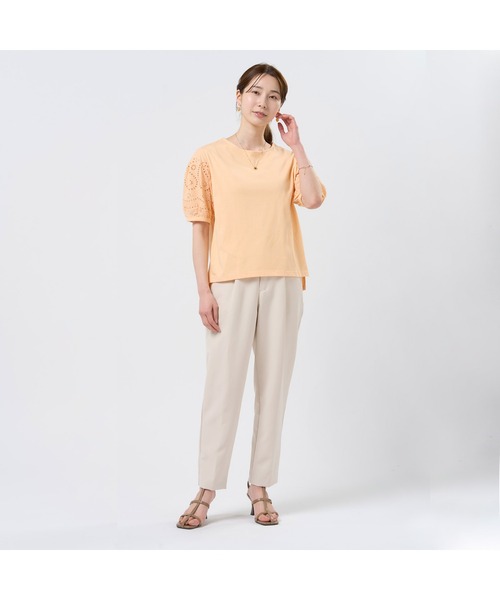 TOKYO SHIRTS(トウキョウシャツ)の「袖刺繍 半袖ブラウス(シャツ/ブラウス・レディース・ブラック/ネイビー/ベージュ・M/LL/L)」の8枚目の写真