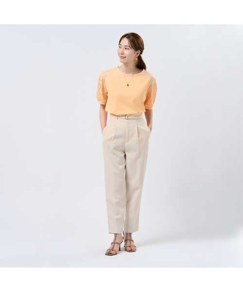 TOKYO SHIRTS(トウキョウシャツ)の「袖刺繍 半袖ブラウス(シャツ/ブラウス・レディース・ブラック/ネイビー/ベージュ・M/LL/L)」の9枚目の写真