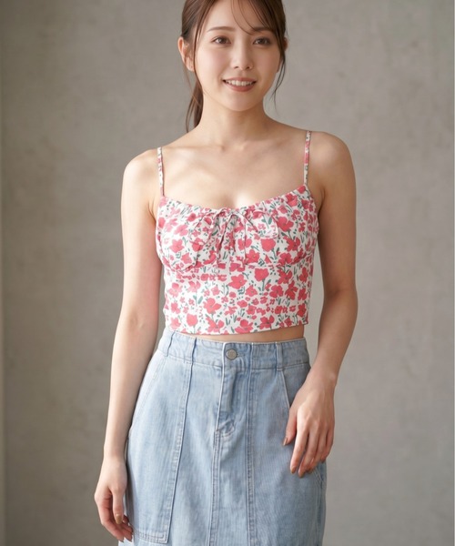 Per sist ence(パーシエンス)の「フラワープリントブラトップ/カップ付き(キャミソール・レディース・レッド/ブラック・ONE SIZE)」の8枚目の写真
