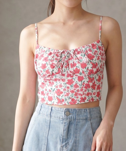 Per sist ence(パーシエンス)の「フラワープリントブラトップ/カップ付き(キャミソール・レディース・レッド/ブラック・ONE SIZE)」の7枚目の写真