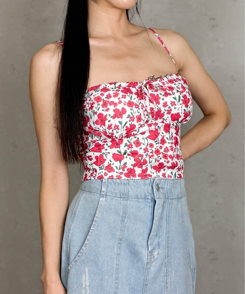 Per sist ence(パーシエンス)の「フラワープリントブラトップ/カップ付き(キャミソール・レディース・レッド/ブラック・ONE SIZE)」の6枚目の写真