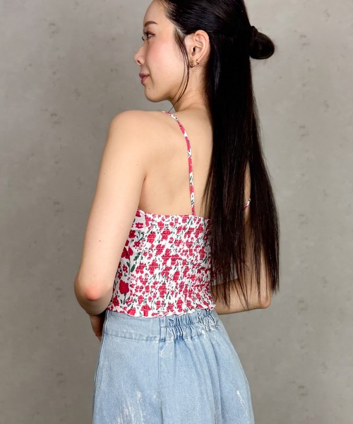 Per sist ence(パーシエンス)の「フラワープリントブラトップ/カップ付き(キャミソール・レディース・レッド/ブラック・ONE SIZE)」の5枚目の写真