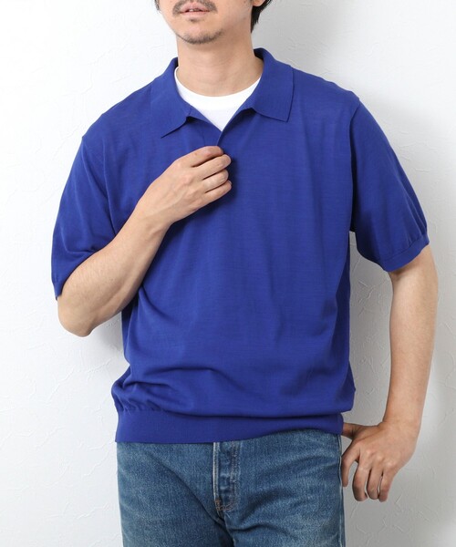 NOLLEY’S（ノーリーズ）の「《PIMA COTTON》成型半袖 NSN スキッパーニットポロシャツ 25SS（ポロシャツ・メンズ・ロイヤルブルー/オリーブ/ブラック/グレイッシュブルー・M/L）」の5枚目の写真