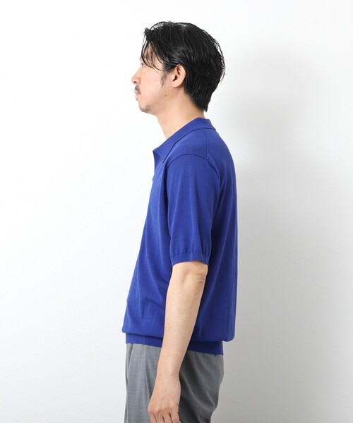 NOLLEY’S（ノーリーズ）の「《PIMA COTTON》成型半袖 NSN スキッパーニットポロシャツ 25SS（ポロシャツ・メンズ・ロイヤルブルー/オリーブ/ブラック/グレイッシュブルー・M/L）」の9枚目の写真