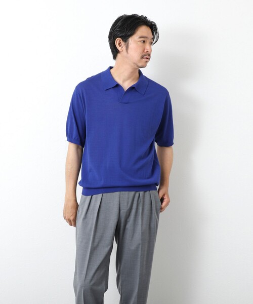NOLLEY’S（ノーリーズ）の「《PIMA COTTON》成型半袖 NSN スキッパーニットポロシャツ 25SS（ポロシャツ・メンズ・ロイヤルブルー/オリーブ/ブラック/グレイッシュブルー・M/L）」の12枚目の写真