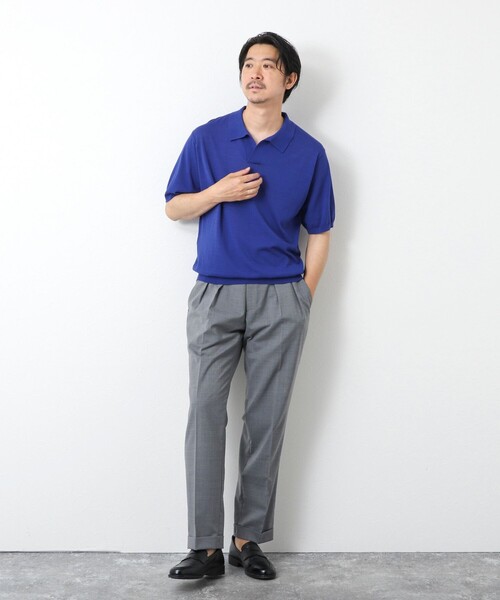 NOLLEY’S（ノーリーズ）の「《PIMA COTTON》成型半袖 NSN スキッパーニットポロシャツ 25SS（ポロシャツ・メンズ・ロイヤルブルー/オリーブ/ブラック/グレイッシュブルー・M/L）」の15枚目の写真
