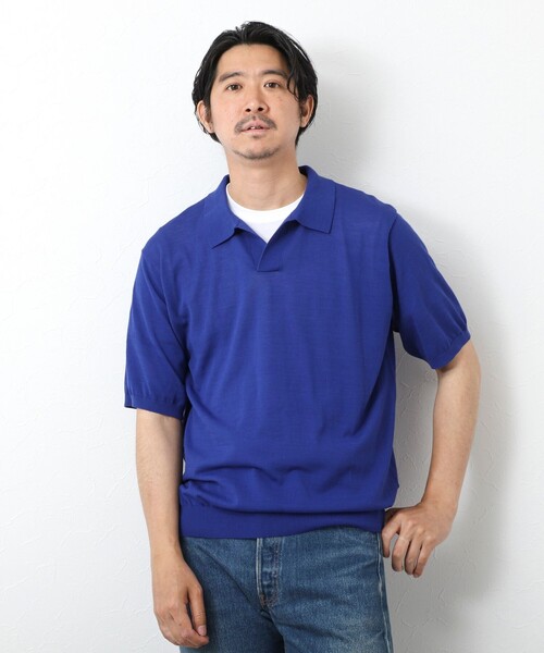 NOLLEY’S（ノーリーズ）の「《PIMA COTTON》成型半袖 NSN スキッパーニットポロシャツ 25SS（ポロシャツ・メンズ・ロイヤルブルー/オリーブ/ブラック/グレイッシュブルー・M/L）」の16枚目の写真