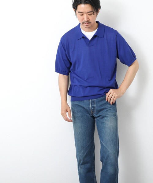NOLLEY’S（ノーリーズ）の「《PIMA COTTON》成型半袖 NSN スキッパーニットポロシャツ 25SS（ポロシャツ・メンズ・ロイヤルブルー/オリーブ/ブラック/グレイッシュブルー・M/L）」の17枚目の写真