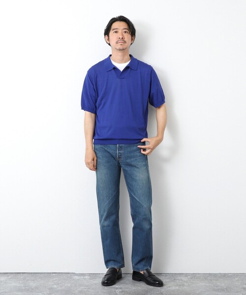 NOLLEY’S（ノーリーズ）の「《PIMA COTTON》成型半袖 NSN スキッパーニットポロシャツ 25SS（ポロシャツ・メンズ・ロイヤルブルー/オリーブ/ブラック/グレイッシュブルー・M/L）」の19枚目の写真