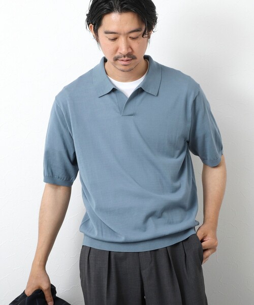 セール】《PIMA COTTON》成型半袖 NSN スキッパーニット