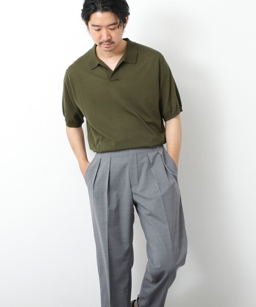 PIMA COTTON》成型半袖 NSN スキッパーニットポロシャツ 25SS