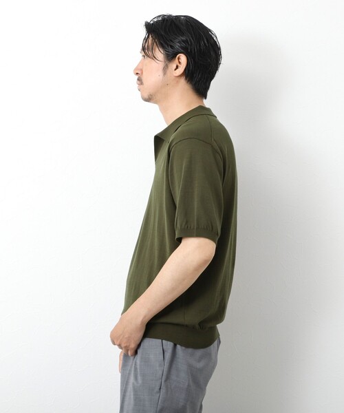 セール】《PIMA COTTON》成型半袖 NSN スキッパーニットポロシャツ