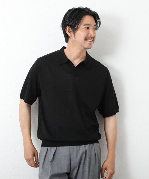 PIMA COTTON》成型半袖 NSN スキッパーニットポロシャツ 25SS
