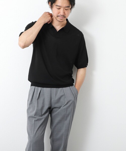DETW スナップポロシャツ 25ss セール】《PIMA COTTON》成型半袖 NSN スキッパーニット