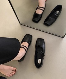 MEMECLE（メメクル）の「【 MEMECLE / メメクル 】スクエアトゥ メリージェーン　ダブルストラップ パンプス（パンプス）」