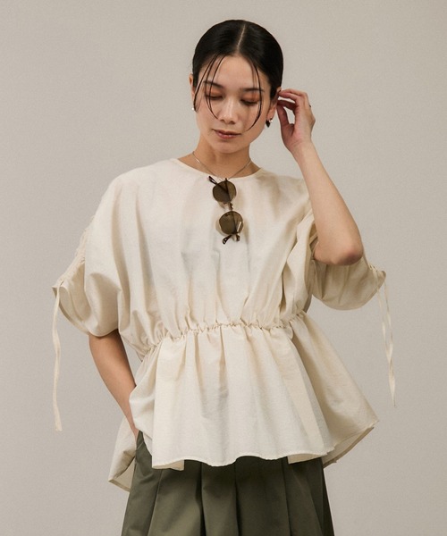 セール】【WEB限定】シャーリングスリーブブラウス（シャツ