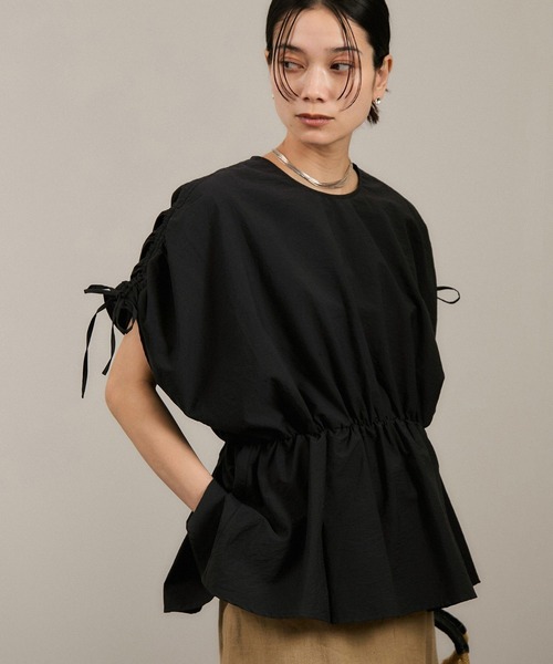 サロンアダムエロペ　24ss シャーリングスリーブブラウス セール】【WEB限定】シャーリングスリーブブラウス（シャツ