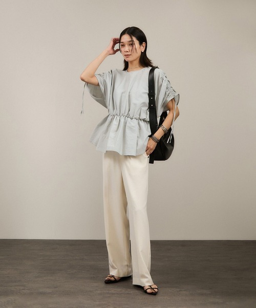 【美品】サロンアダムエロペ　24ss シャーリングスリーブブラウス SALON adam et rope'（サロン アダム エ ロペ）の「【WEB限定