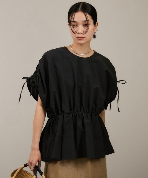 【美品】サロンアダムエロペ　24ss シャーリングスリーブブラウス サロン アダム エ ロペ SALON adam et rope' 【WEB限定