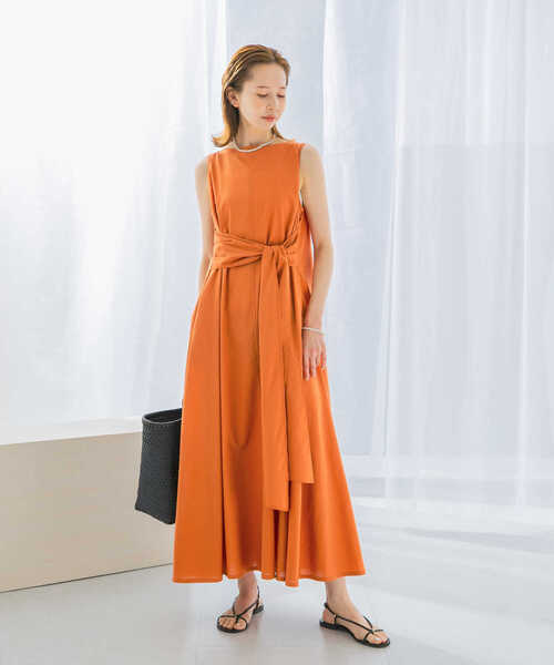 URBAN RESEARCH ROSSO WOMEN（アーバンリサーチ　ロッソ）の「リネン混リボンドレス（ワンピース・レディース・オレンジ/ブラック/ブルー・FREE）」の5枚目の写真