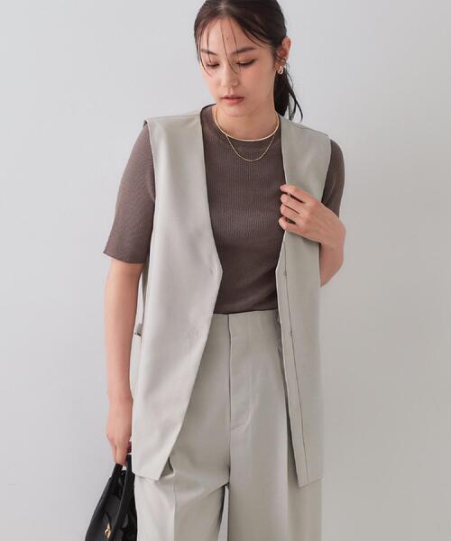 OPAQUE.CLIP（オペークドットクリップ）の「ストレッチVネックジレ/セットアップ対応【UV/接触冷感/洗濯機洗い可/抗ピル】（ベスト・レディース・ブラック/ライトグレー・38/40/42）」の12枚目の写真