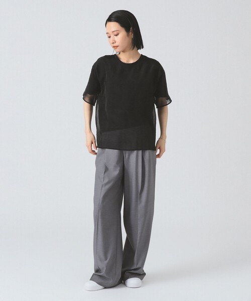 Ray BEAMS（レイビームス）の「オーガンジー レイヤード Tシャツ（Tシャツ/カットソー・レディース・ホワイト/ブラック・ONE SIZE）」の7枚目の写真