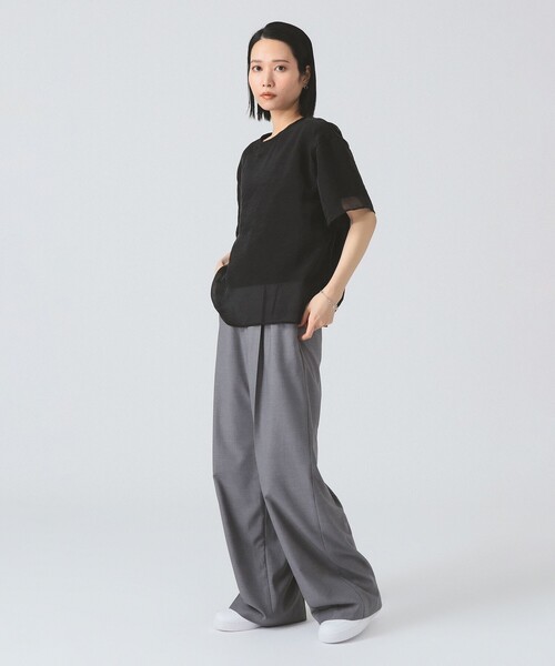 Ray BEAMS（レイビームス）の「オーガンジー レイヤード Tシャツ（Tシャツ/カットソー・レディース・ホワイト/ブラック・ONE SIZE）」の8枚目の写真