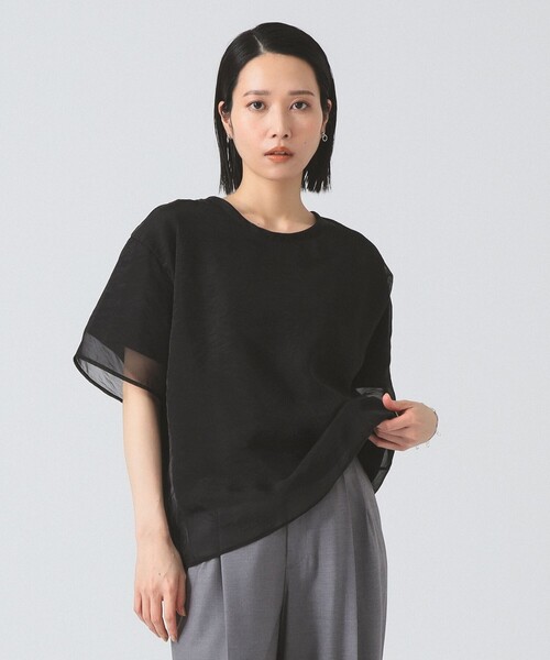 Ray BEAMS（レイビームス）の「オーガンジー レイヤード Tシャツ（Tシャツ/カットソー・レディース・ホワイト/ブラック・ONE SIZE）」の9枚目の写真