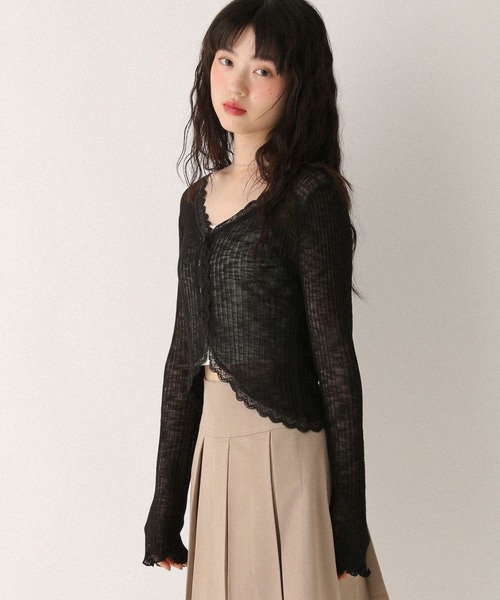 Heather(ヘザー)の「シアーレースカーディガン 573229(カーディガン/ボレロ・レディース・ブラック/グレー/オフホワイト/ピンク/ライトブルー/ブラウン・FREE)」の15枚目の写真