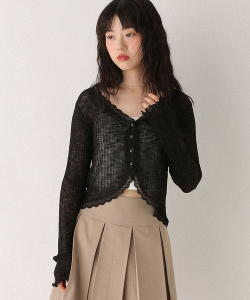 Heather(ヘザー)の「シアーレースカーディガン 573229(カーディガン/ボレロ・レディース・ブラック/グレー/オフホワイト/ピンク/ライトブルー/ブラウン・FREE)」の16枚目の写真