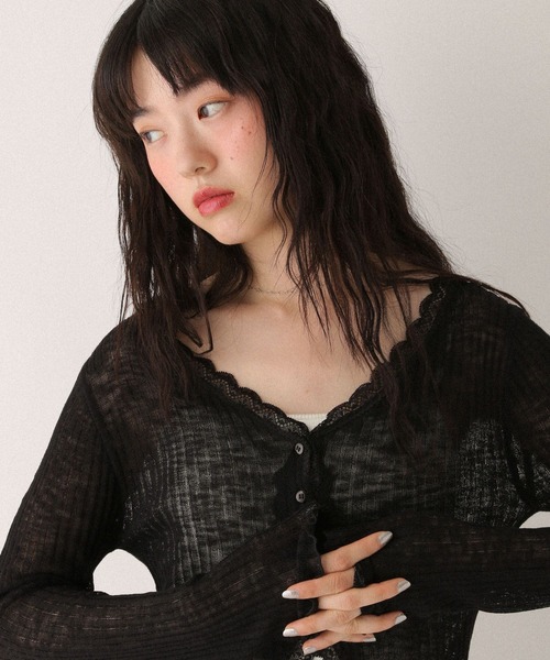 Heather(ヘザー)の「シアーレースカーディガン 573229(カーディガン/ボレロ・レディース・ブラック/グレー/オフホワイト/ピンク/ライトブルー/ブラウン・FREE)」の21枚目の写真