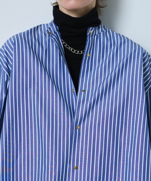 kha:ki（カーキ）の「「KHA:KI / カーキ」GOLD DOT SHIRT（シャツ/ブラウス・レディース・ネイビー/ホワイト/ライトオレンジ系1/サックスブルー/ブラック・2/1）」の12枚目の写真