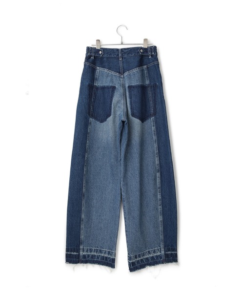 サステナブル】リメイクライクコントラストデニム（デニムパンツ