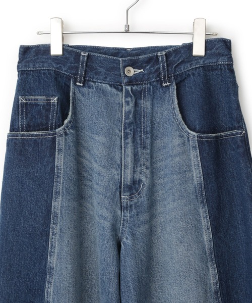 サステナブル】リメイクライクコントラストデニム（デニムパンツ