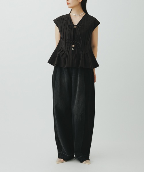 サステナブル】リメイクライクコントラストデニム（デニムパンツ