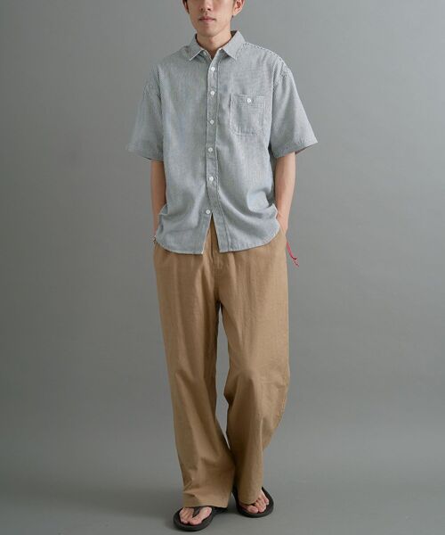 CRAFT STANDARD BOUTIQUE(クラフトスタンダードブティック)の「ヒッコリーストライプ刺繍入りワークシャツ(シャツ/ブラウス・メンズ・ネイビー/ホワイト・XL/M/L)」の8枚目の写真