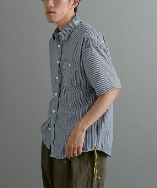CRAFT STANDARD BOUTIQUE(クラフトスタンダードブティック)の「ヒッコリーストライプ刺繍入りワークシャツ(シャツ/ブラウス・メンズ・ネイビー/ホワイト・XL/M/L)」の11枚目の写真