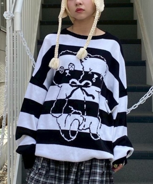 セール】TWIN BEAR BORDER ニット（ニット/セーター）｜Candy Stripper