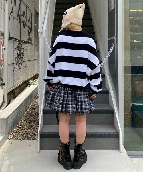 Candy Stripper（キャンディストリッパー）の「TWIN BEAR BORDER ニット（ニット/セーター・レディース・ブラウン/グレー/ブラック・FREE）」の11枚目の写真