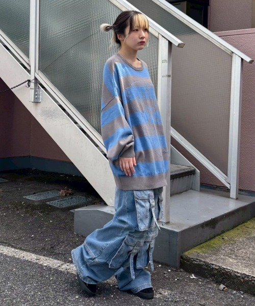 Candy Stripper（キャンディストリッパー）の「TWIN BEAR BORDER ニット（ニット/セーター・レディース・ブラウン/グレー/ブラック・FREE）」の16枚目の写真